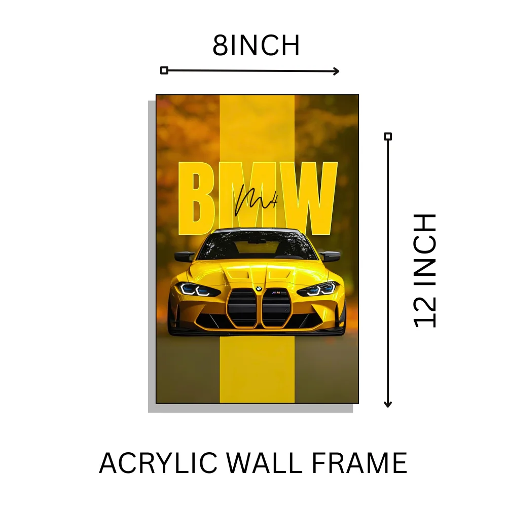 Djane Studio Acrylic Wall Frame | Premium Acrylic Car Wall Frame for Living Room, Bedroom, Office & Gaming Room | Modern Home Décor | Pack of 1 | Size 12x8 Inch